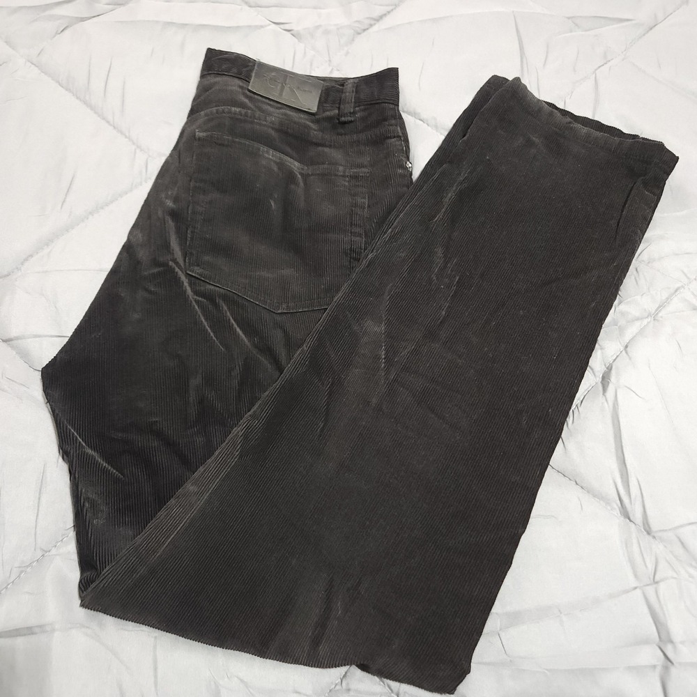 Calvin Klein Jeans Women's 12 Black Corduroy Pants Straight Leg High Rise Casual
